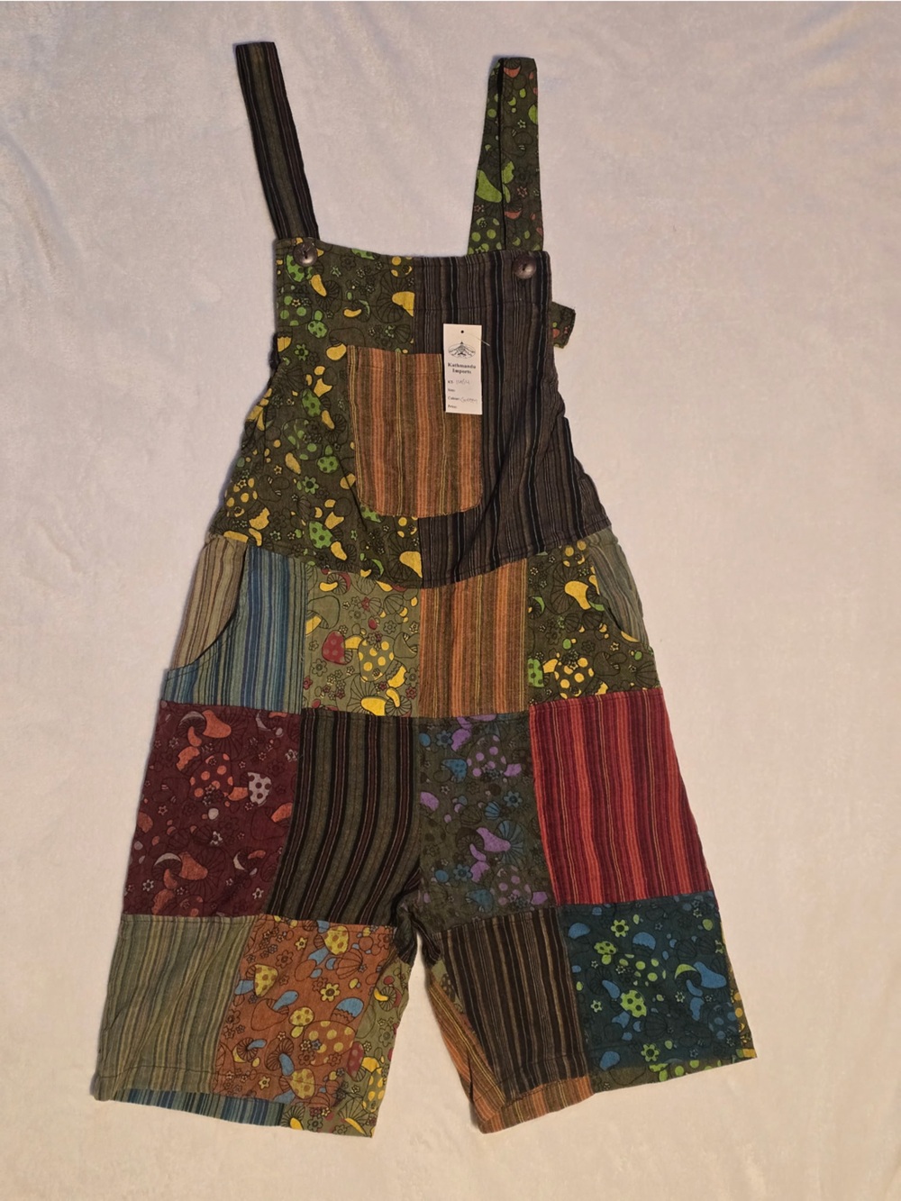 Patchwork Cotton Short-alls - Multicolor NWT Size One Size